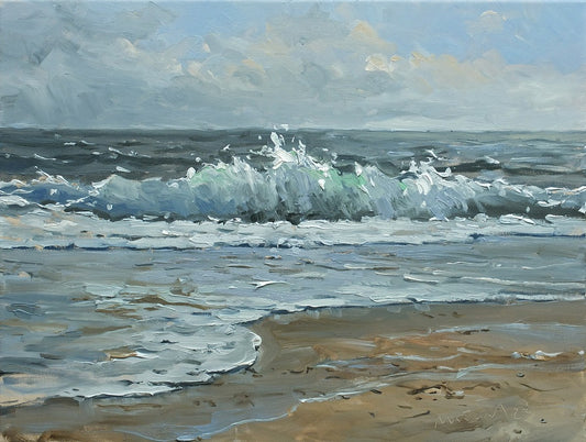 Meinel, Mathias, Strand bei Fjaltring II, 40 x 50cm, Öl auf Leinw., 2023