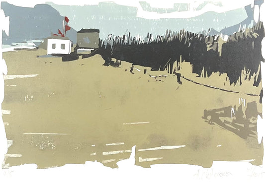 Nesterova, Anastasiya, Strand bei Sturm, 40 x 50cm, 4/5, Farbholzschnitt, 2015