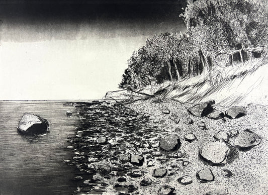 Werkmeister, Wolfgang, Strandspaziergang auf Fehmarn I, 38,5 x 58cm, 4/50, Ostküstenzyklus, Radierung