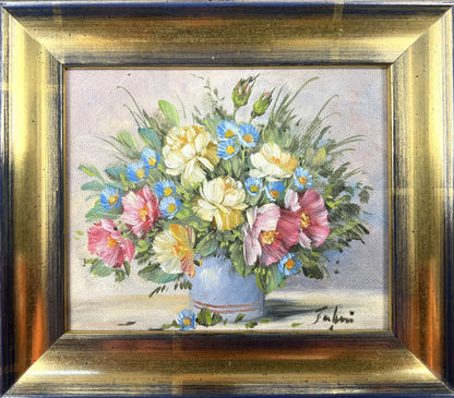 Bagher, Strauß Kornblumen, 10 x 12cm, Öl auf Holz