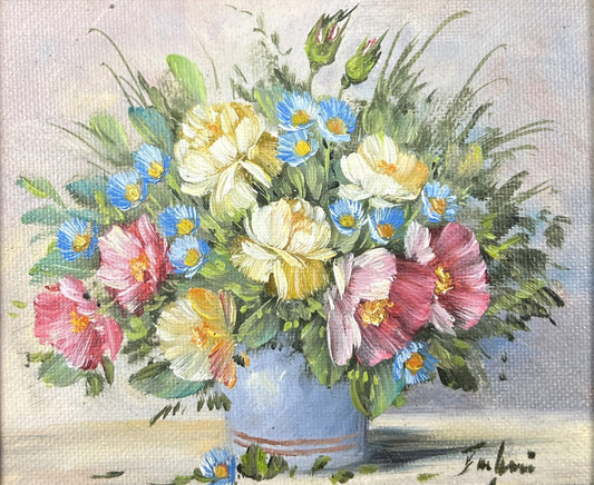 Bagher, Strauß Kornblumen, 10 x 12cm, Öl auf Holz
