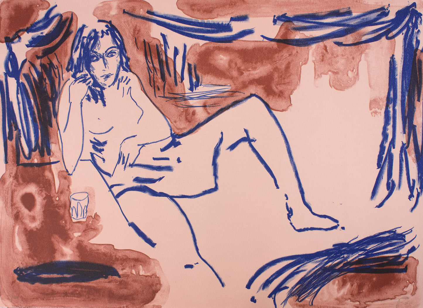Stürup, Jasper S., Liegender Akt, 68 x 50cm, 2/44, Lithografie