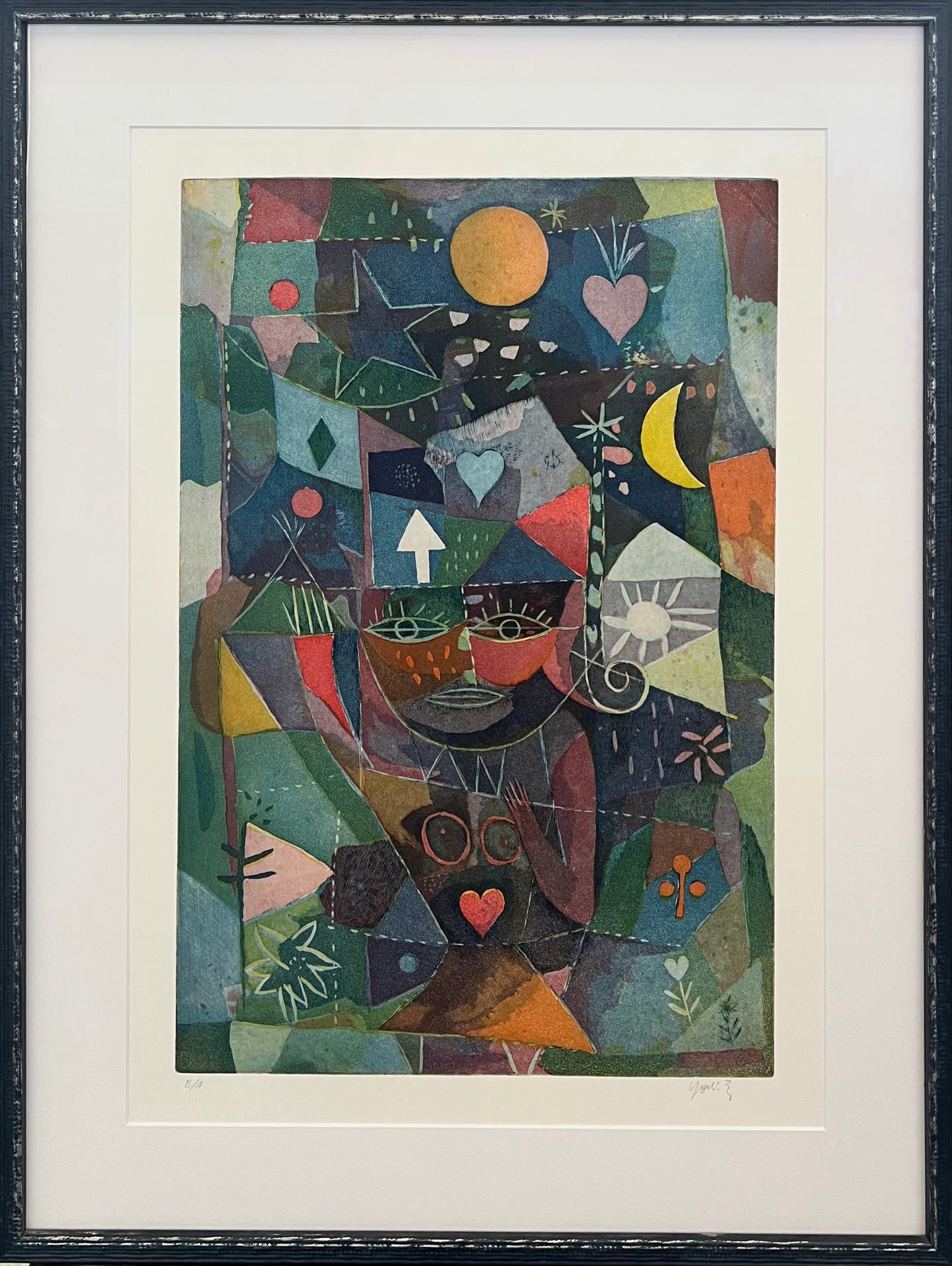 Takahashi, Yoshi, Dame mit Herz, 82,5 x 60,5cm, Farbradierung