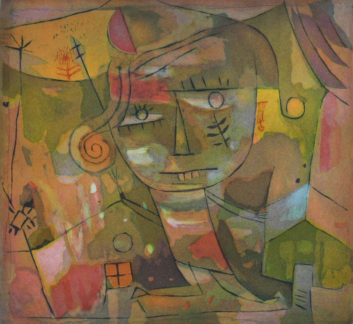 Takahashi, Yoshi, Fliehendes Mädchen, 47.3 x 50cm, Farbradierung