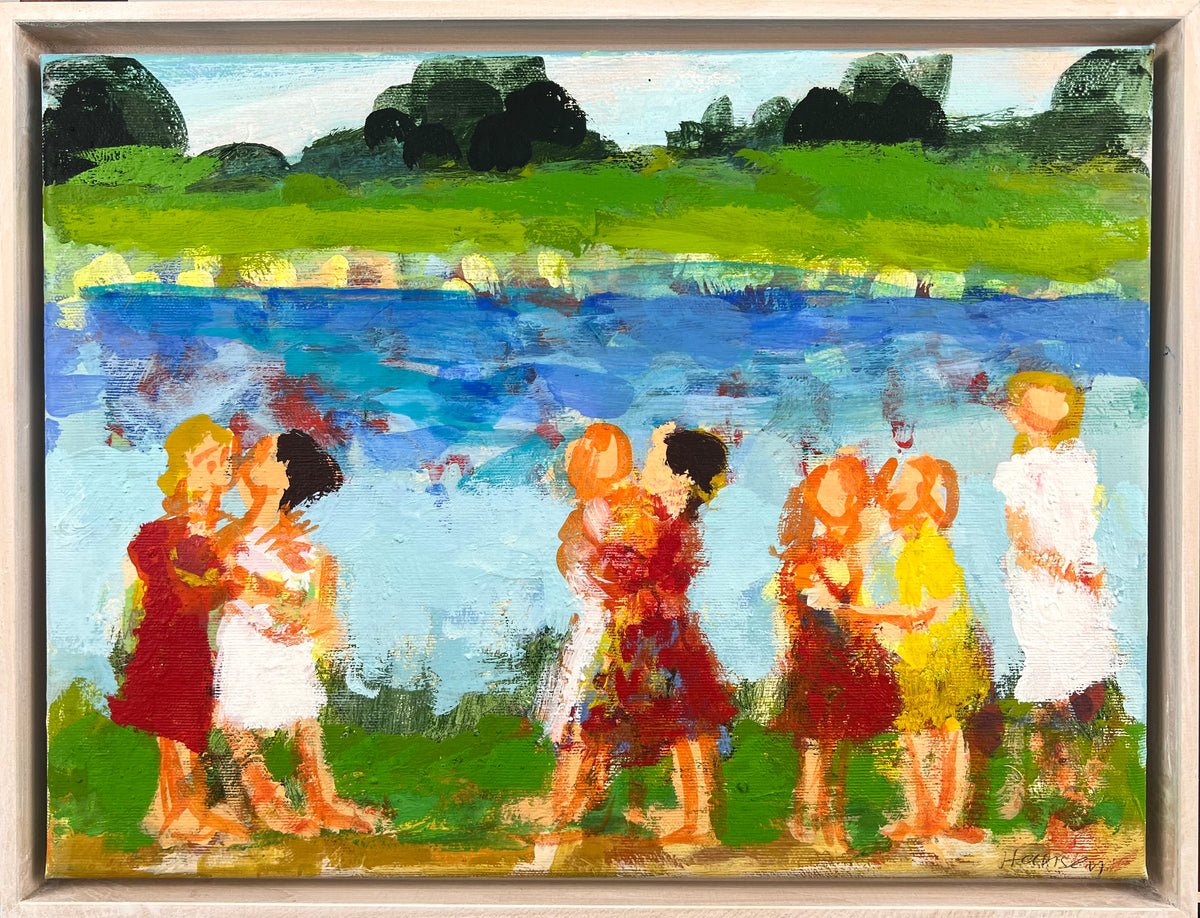 Hansen, Ulrike, Tanz am See, 30 x 40cm, Eitempera auf Leinwand, 2023