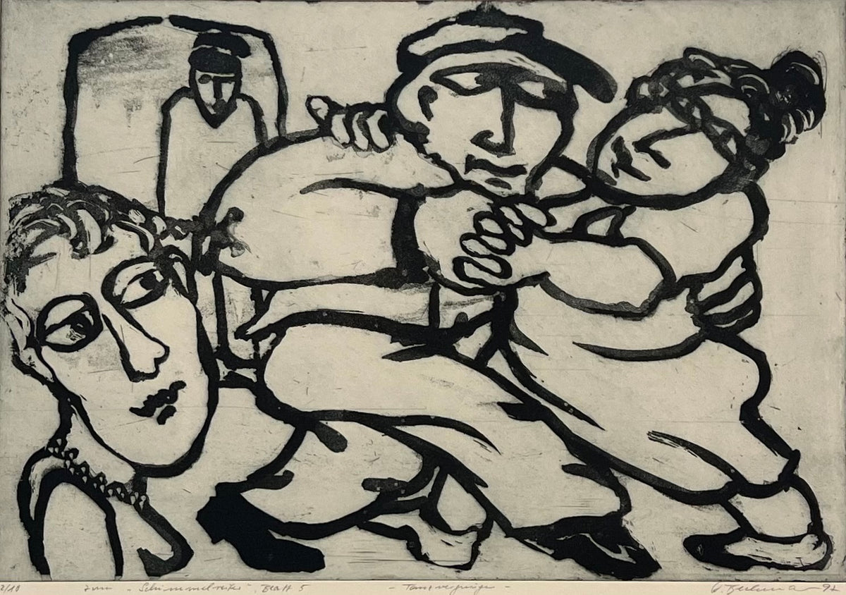 Beckmann, Otto, Tanzvergnügen, 38,5 x 56cm, 1/10, Radierung, Blatt 5 aus der Schimmelreiter-Mappe
