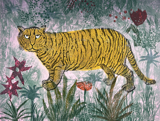 Mott-Dreizler, Gisela, Tiger, Holzschnitt, 46,5 x 59cm, 2/11, Holzschnitt