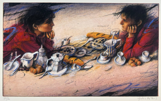 Wever, Peter, Tischgespräch, 39,4 x 66cm, 27/60, Radierung