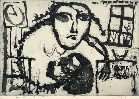 Beckmann, Otto, Tod, 38,5 x 56cm, 1/10, Radierung, Blatt 6 aus der Schimmelreiter-Mappe