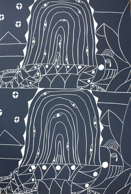 Tovborg, Alexander, ohne Titel blau, 100 x 68cm, 12/30, Linolschnitt