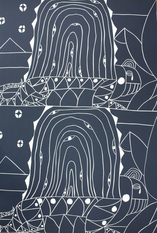 Tovborg, Alexander, ohne Titel blau, 100 x 68cm, 12/30, Linolschnitt