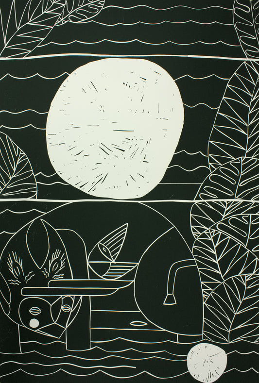 Tovborg, Alexander, ohne Titel grün, 100 x 68cm, 2/2, Linolschnitt