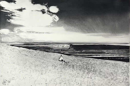 Werkmeister, Wolfgang, Träumer im Watt, 38,5 x 57,5cm, 31/85, Westküstenzyklus I, Radierung, 1997