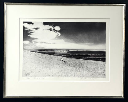Werkmeister, Wolfgang, Träumer im Watt, 38,5 x 57,5cm, 31/85, Westküstenzyklus I, Radierung, 1997