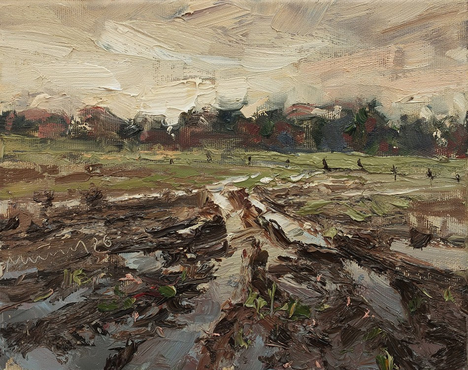 Meinel, Mathias, Traktorspuren I, 24 x 30cm, Öl auf Leinw., 2026