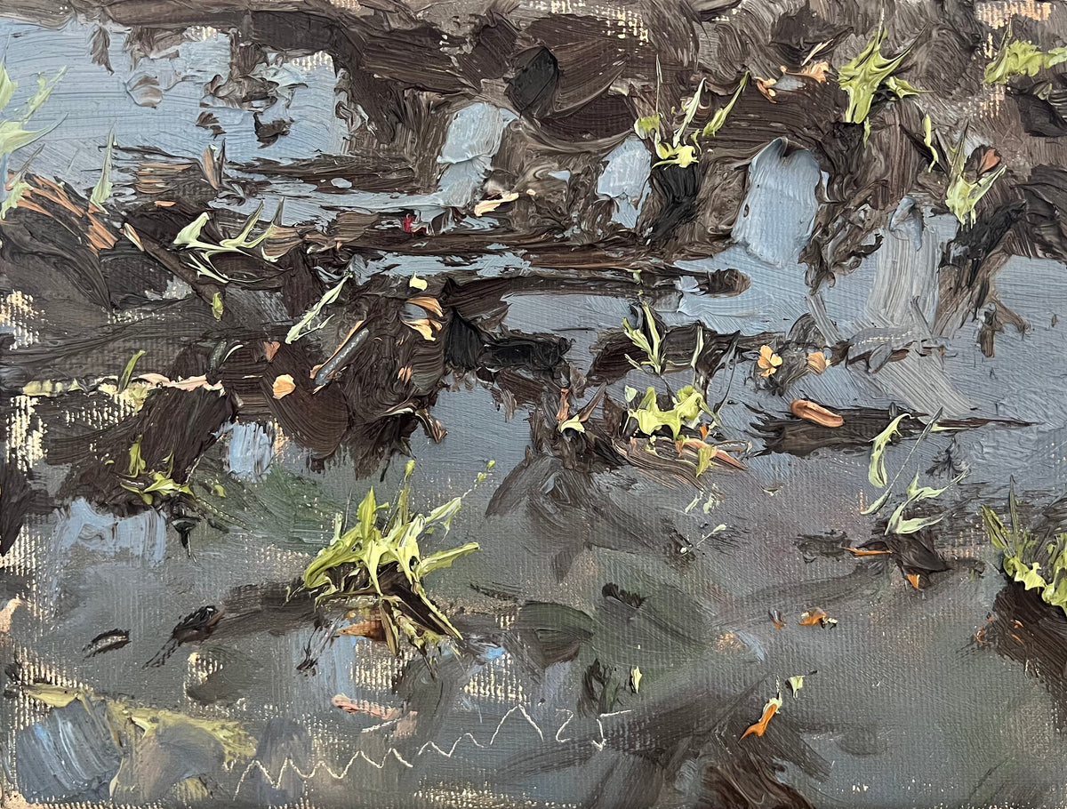 Meinel, Mathias, Traktorspuren, 18x24cm, Öl auf Leinw., 2025