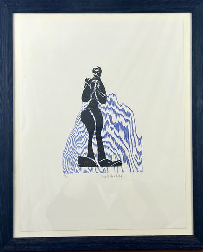 Grieshaber, HAP, Überlebender, 46,5 x 36,5cm, 215/290, Farbholzschnitt, 1975