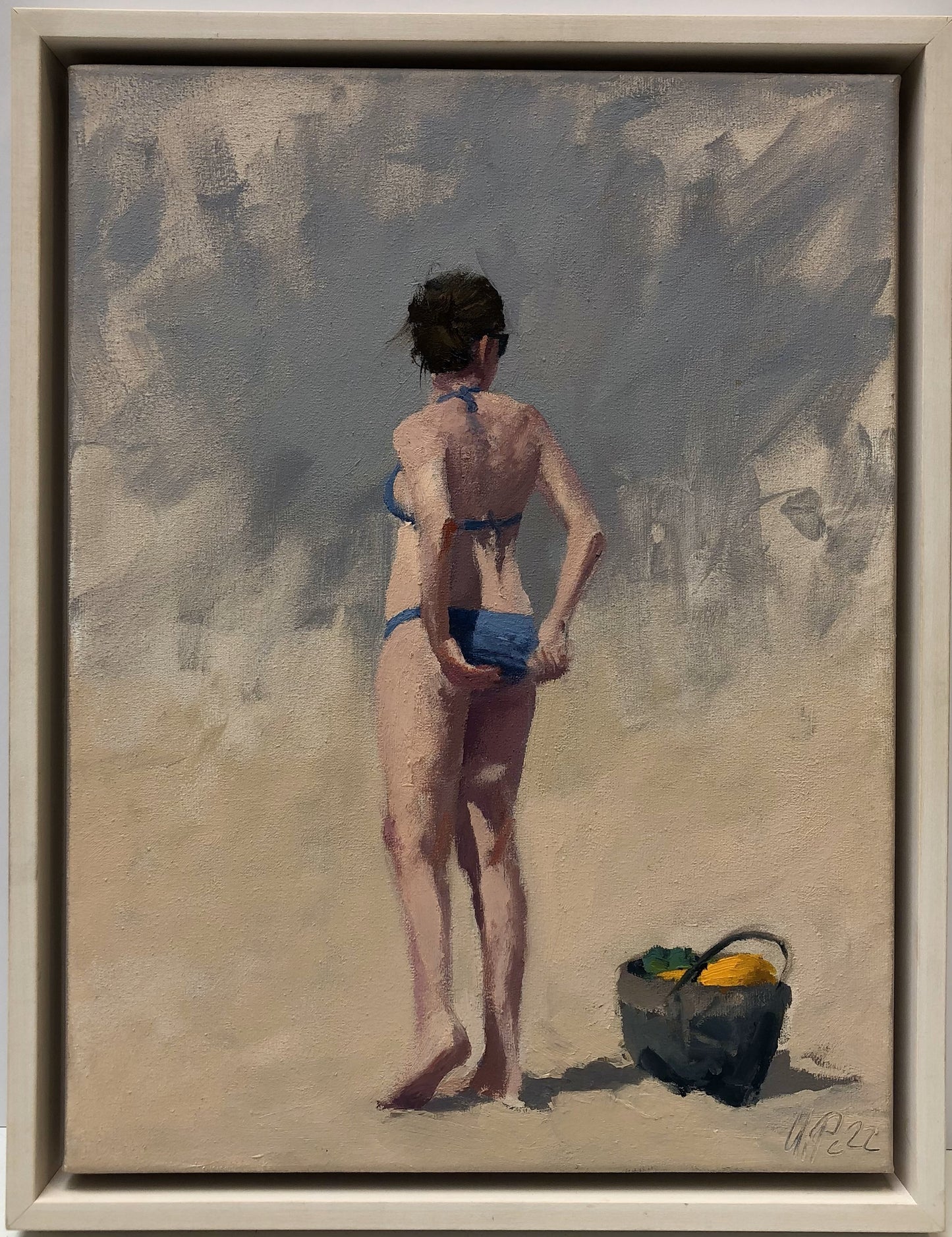 Petermann, Ulf, Frau am Strand, 2022, Unikat, Öl auf Leinwand, 40 x 30 cm