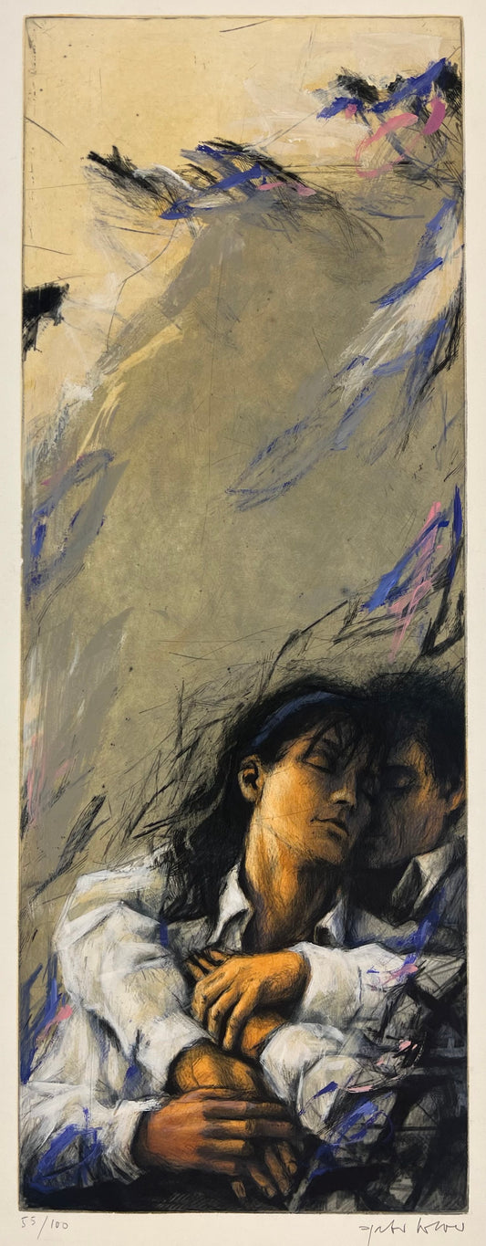 Wever, Peter, Umarmung 4 händig, 89 x 33 cm, 55/100, Radierung