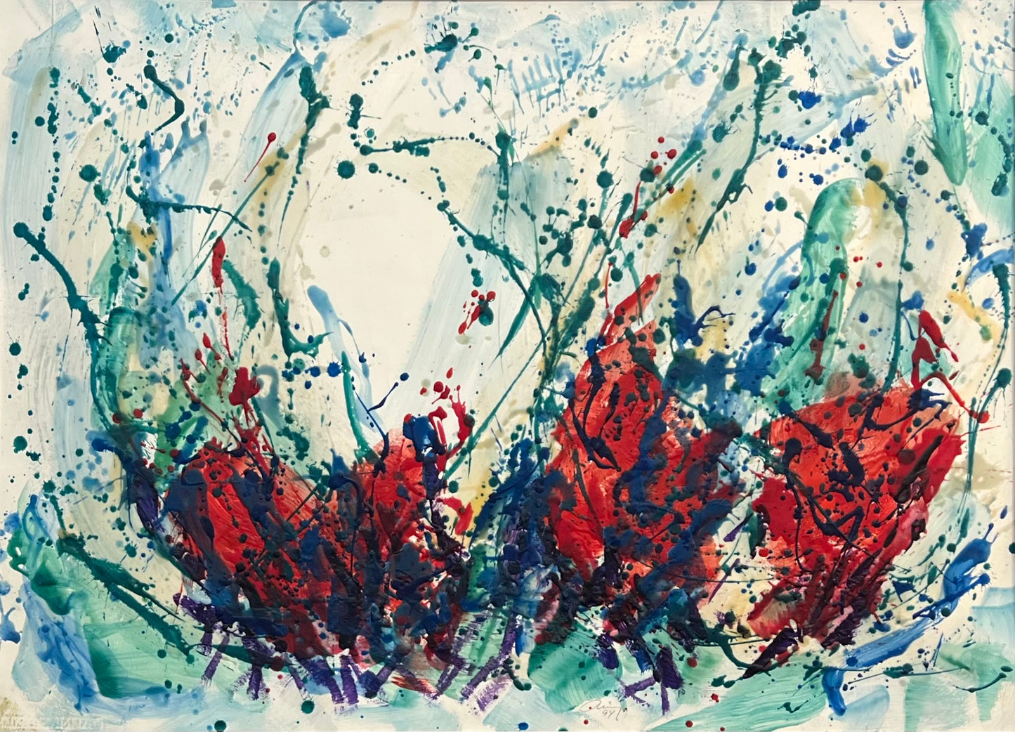 Rieger, Klaus Ulfert, Unterwasserwelt, 75 x 104cm, Enkaustik