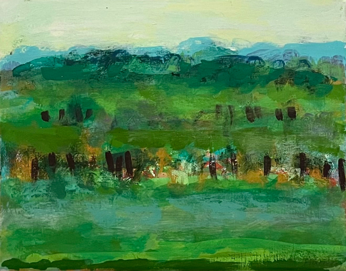 Hansen, Ulrike, Viel Grün, 24 x 30cm, Eitempera auf Leinwand, 2026