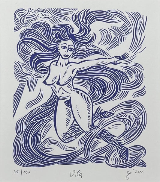 Zwirnmann, Katja, Vila/Kleines Pandämonium, 22,5 x 16,5cm, 65/100, Linolschnitt, 2020