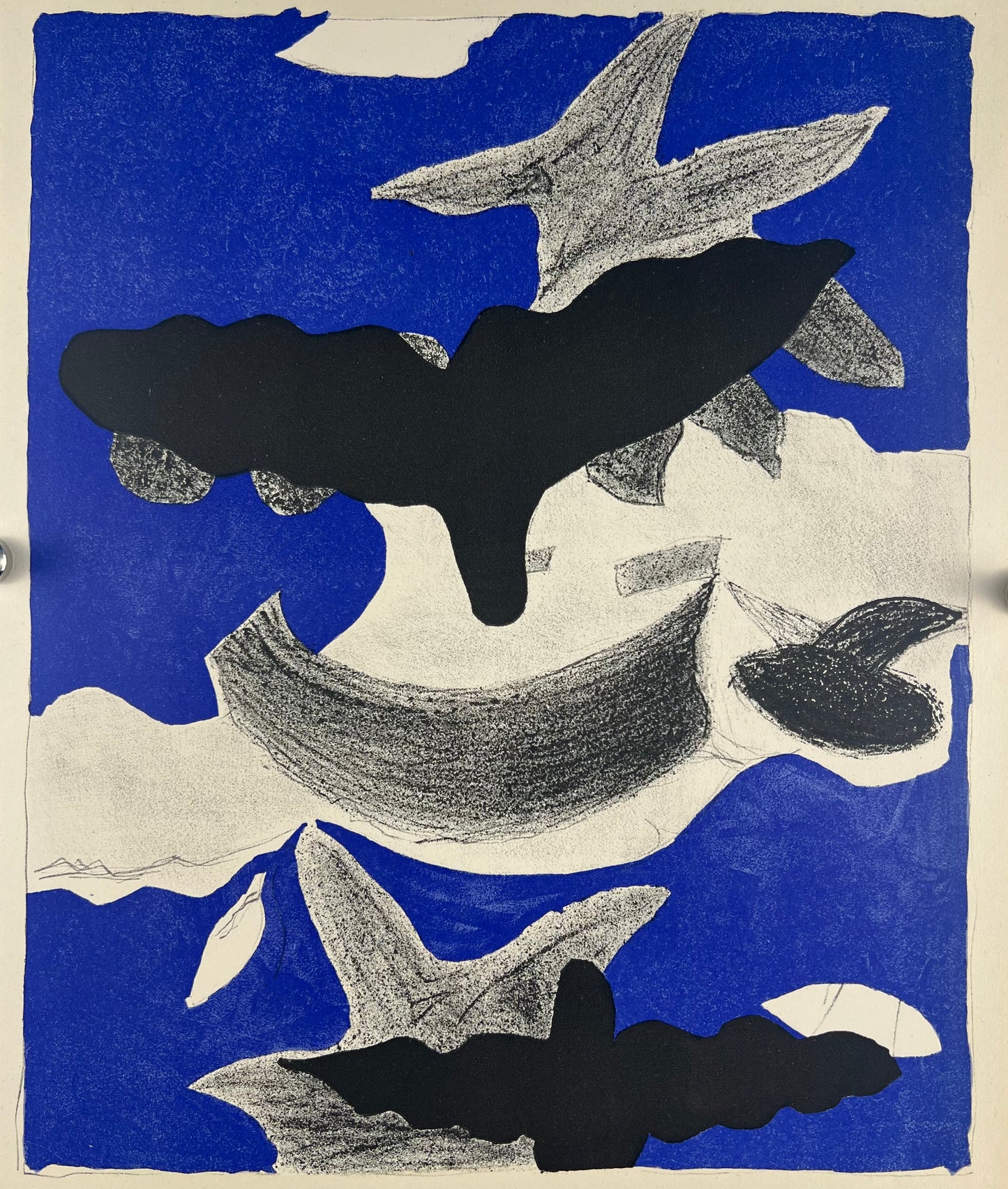 Braque, Georges, Zwei Vögel und ihre Schatten, "Vögel 3", 1955, 30 x 24cm, Farblithografie