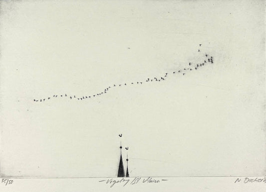 Dietrich, Nadine, Vogelzug St Marien, 17 x 25cm, 35/50, Photopolymer Etching