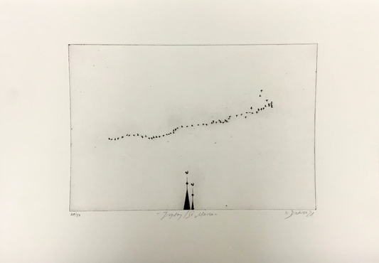 Dietrich, Nadine, Vogelzug St Marien, 17 x 25cm, 35/50, Photopolymer Etching