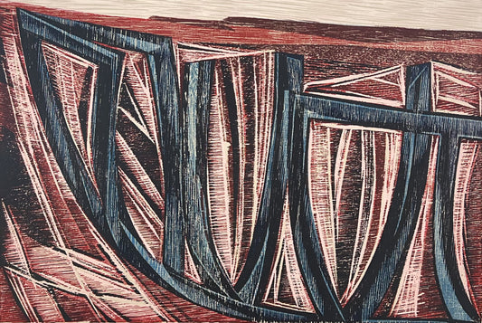 Hermanns, Gerhard, Vollendete Zukunft, 33,7 x 50cm, e.a. 2/2, Holzschnitt, 1990