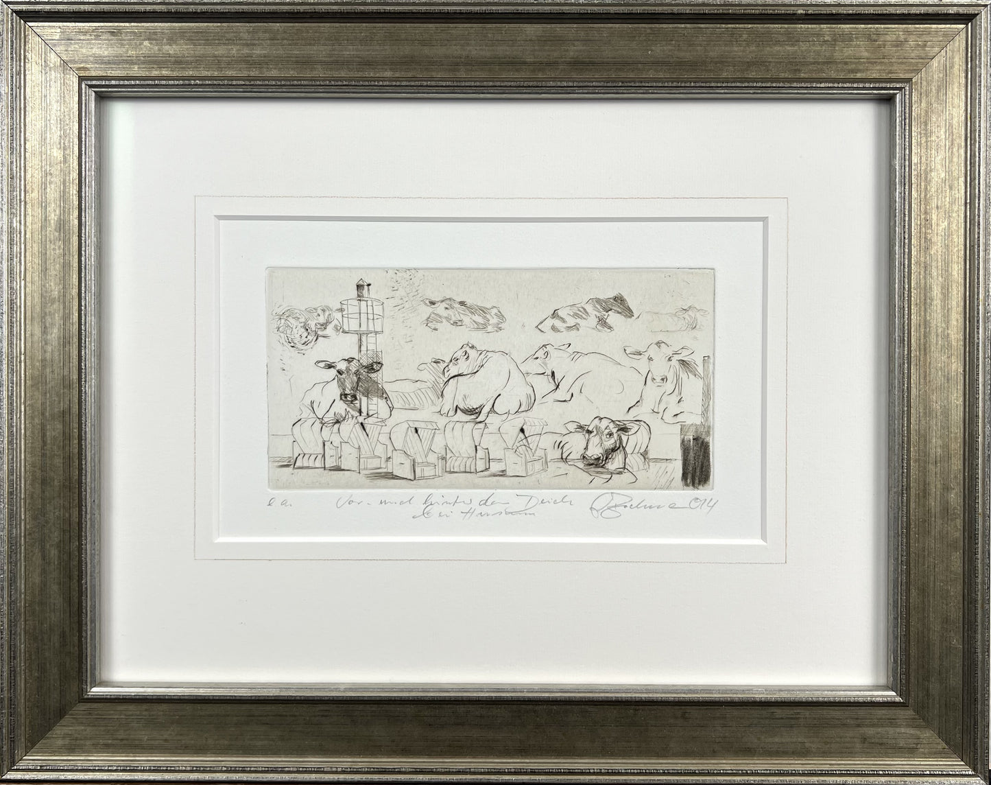 Beckmann, Otto, Vor- und hinter dem Deich, 9,4 x 18,9cm, e.a., Radierung