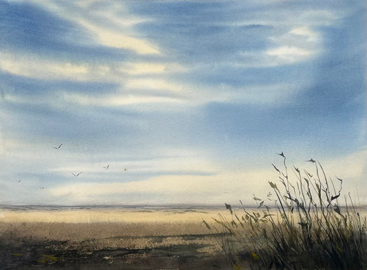 Entrich, Stephanie, Vor der Fähre/Schilf II, 30 x 40cm, Aquarell