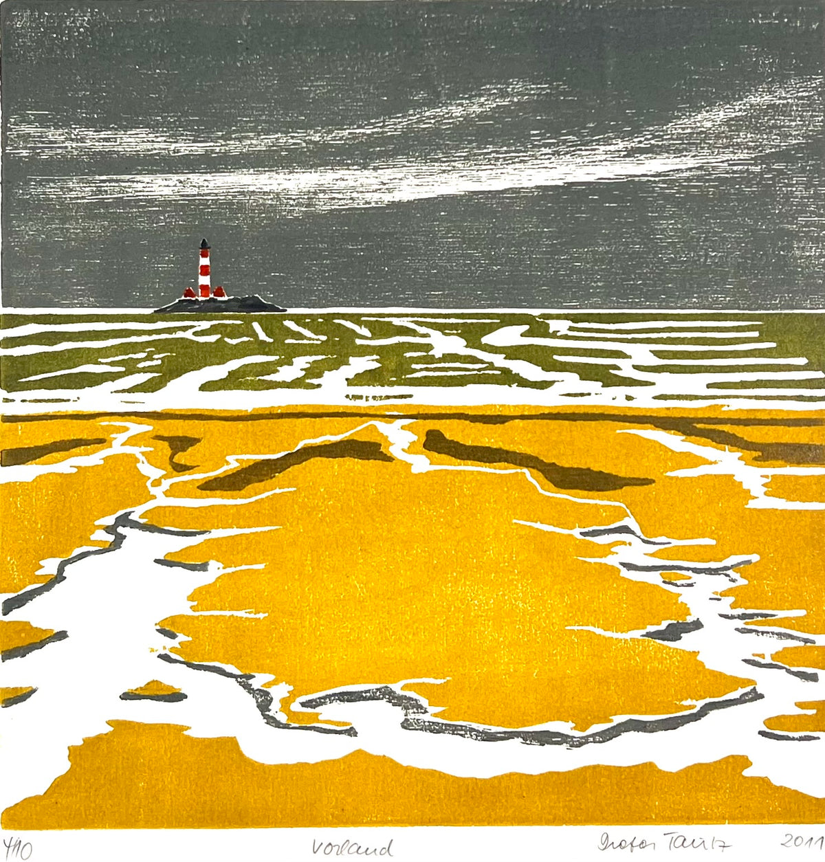 Tautz, Dieter, Vorland, 30 x 30cm, 4/10, Farbholzschnitt, 2011