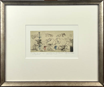 Beckmann, Otto, Vor- und hinter dem Deich, 9,4 x 18,9cm, e.a., Radierung