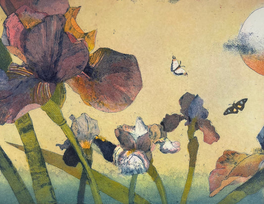 Votteler, Jutta, Blaue Iris, 29,5 x 39,7cm, 66/150, Farbradierung
