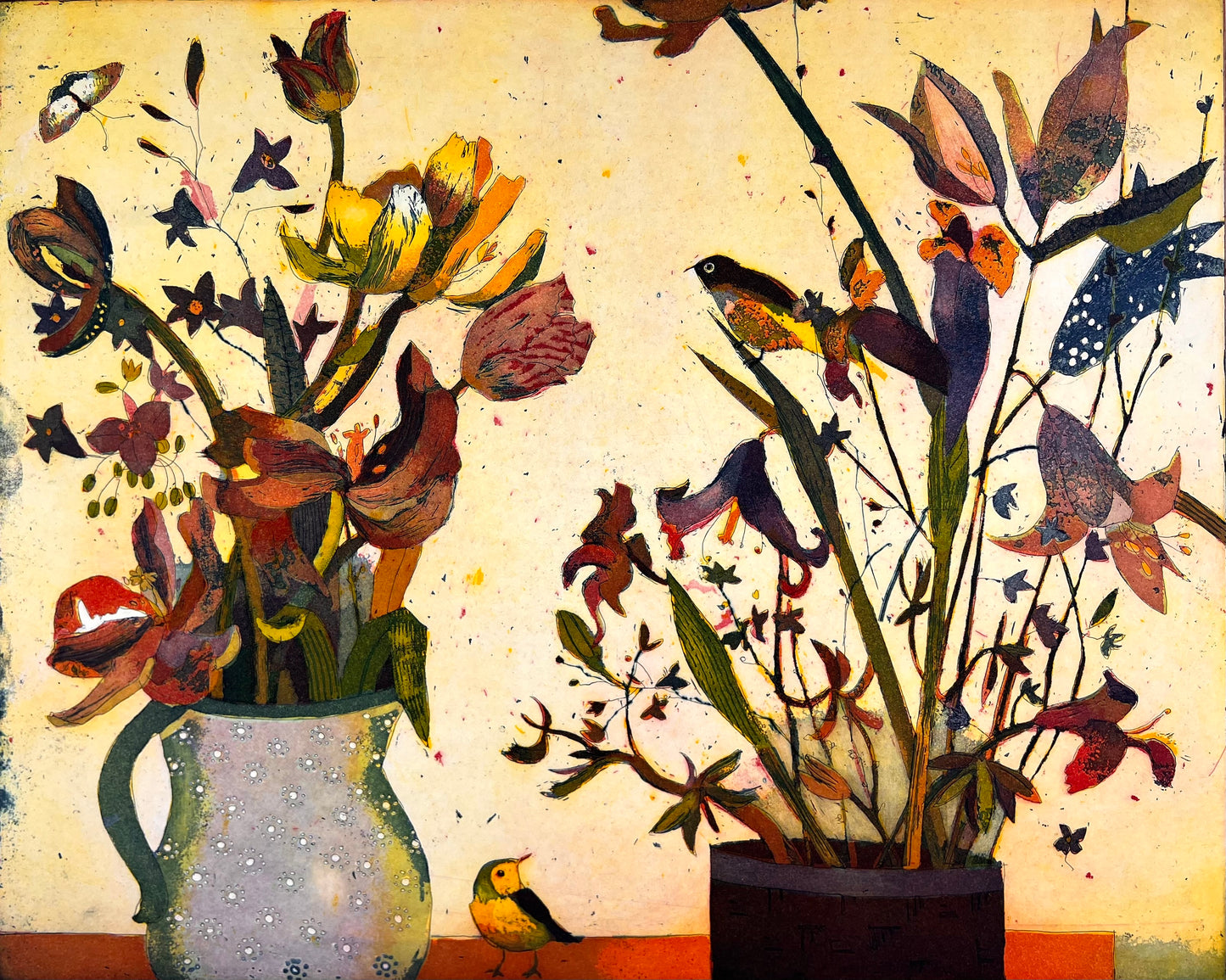 Votteler, Jutta, Frühlingsblumen, 39,7 x 49,4cm, 12/150, Farbradierung
