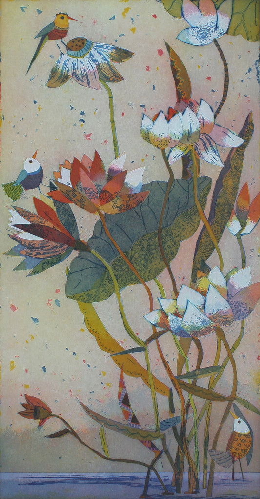 Votteler, Jutta, Lotusfreunde, 57 x 29,8cm, e.a., Farbradierung