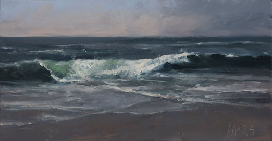 Petermann, Hanna, Wasser - Studie I, 15,5 x 30cm, Öl auf Hartfaser, 2025