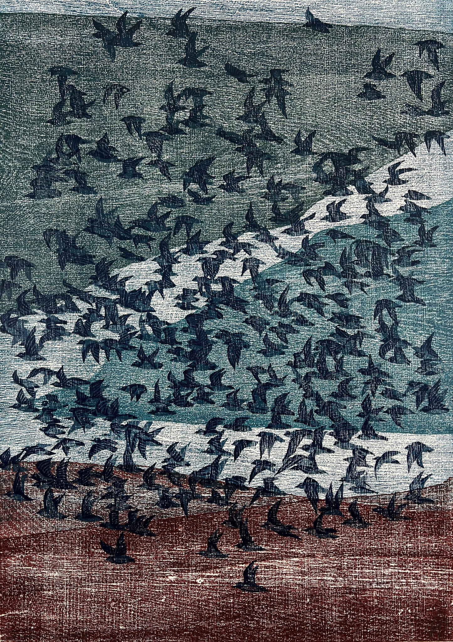 Hermanns, Gerhard, Waasfrees-Schwerer Tag, 70 x 50cm, II/III, Holzschnitt, 1993