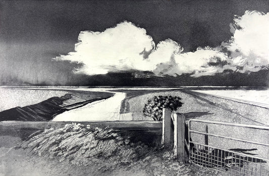Werkmeister, Wolfgang, Wasserkoog, 37,8 x 57,5cm, Westküstenzyklus I, Radierung