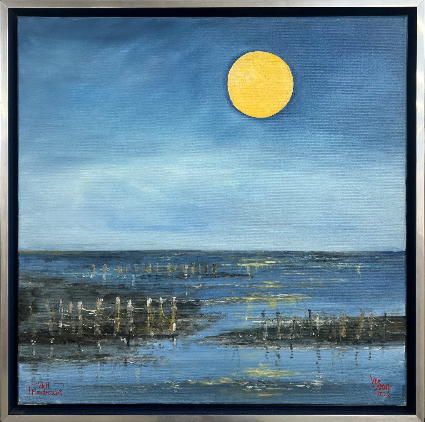 West, Ole, Watt, Mondnacht, 50 x 50cm, Öl auf Leinwand