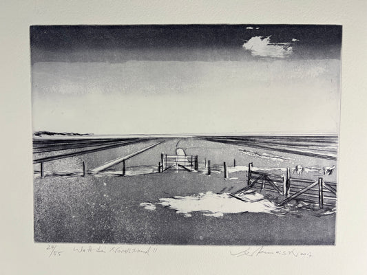Werkmeister, Wolfgang, Watt bei Nordstrand, II, 29/55, 40 x 51cm, Radierung, 2017