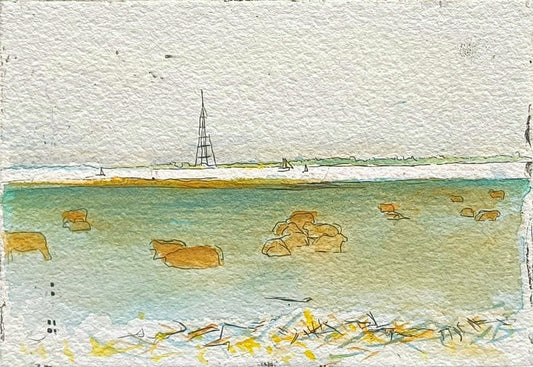 Werkmeister, Wolfgang, Weide mit Mast (kleines Format), 9 x 13cm, Radierung