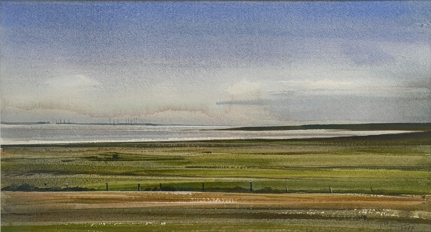 Maneis, Weite Landschaft, 30 x 55cm, Aquarell auf Bütten, 2017