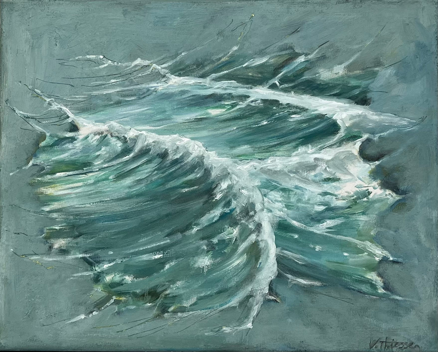 Thiessen, Vivien, Wellenpassage (auf grau), 40 x 50cm, Ölgemälde
