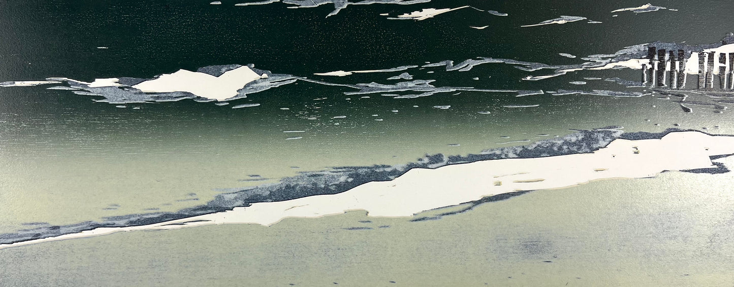 Nesterova, Anastasiya, Wellengang, 37 x 77cm, 5/5, Farbholzschnitt, 2020