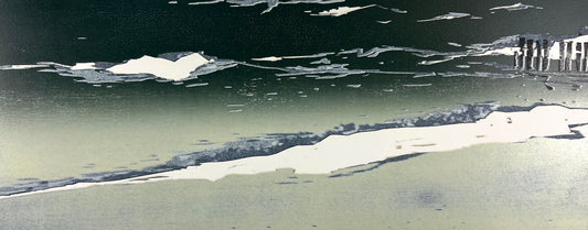 Nesterova, Anastasiya, Wellengang, 37 x 77cm, 5/5, Farbholzschnitt, 2020
