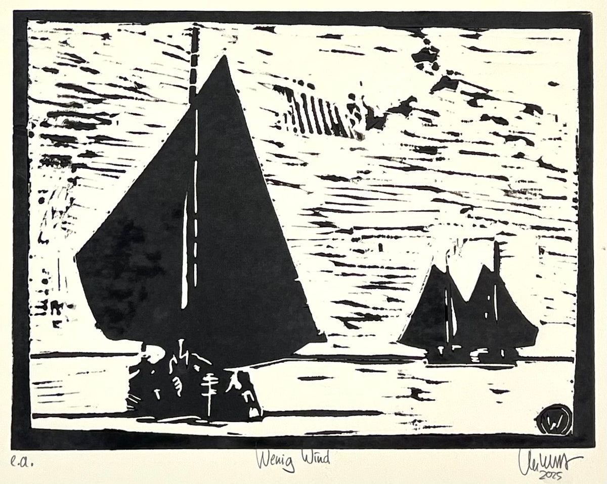 West, Ole, Wenig Wind (e.a.), 22,5x30, Holzschnitt 2025