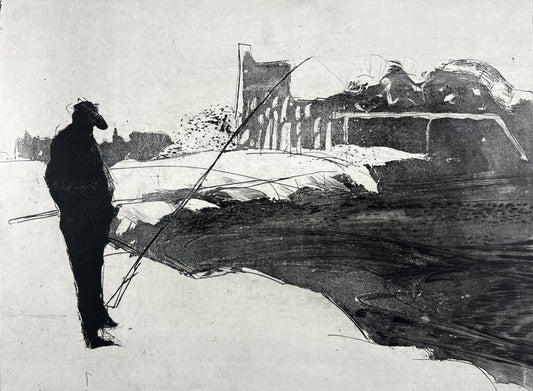 Werkmeister, Wolfgang, Angler, Radierung