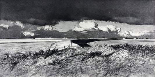 Werkmeister, Wolfgang, Deichschatten, 30 x 60cm, Westküstenzyk. II, Radierung